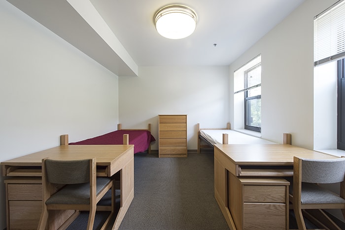 Henderson House Semi-Suite Double - two desks beds a dresser and windows